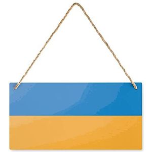 Oekraïne vlag houten bord gepersonaliseerde houten plaquette muurkunst met touwen voor thuiskantoor decor 25 x 12,5 cm