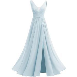Off-shoulder bruidsmeisje jurken A-lijn formele avond prom jurk voor vrouwen met split WYX545, Lichtblauw, 36