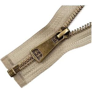 Rits 5 # Kleurrijk open-end automatisch slot koper metalen rits doe-het-zelf handwerk voor kleding zak kledingstuk schoenen tassen naaien (kleur: beige, maat: 10 cm)