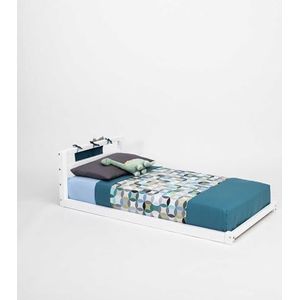 Bedframe op de vloer, Frame voor peuterbed, Kinderbedframe, Houten bed, Montessori-meubels, Montessori-bed (Wit, 140x70cm)