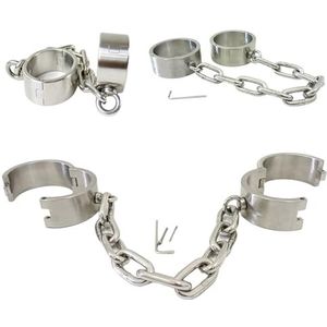 Gerrit BDSM Zware roestvrijstalen enkelboeien met ketting van 36 cm, metalen enkelboeien Legcuff Fetish Volwassen slaaf Seks enkelboeien Extreme SM-seksspeeltjes for hem en haar koppels (Color : Silv