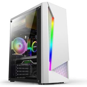 Mid-Tower ATX, M-ATX, MINI-ITX Gaming Case, Gehard Glazen Zijpaneel, Raster Frontpaneel Verticale GPU Beugel Ondersteunt Waterkoeling(White)