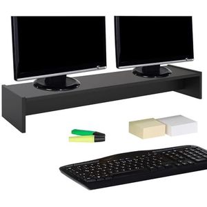 Caro-Möbel Zoom Monitorstandaard voor 2 beeldschermen voor het bureau, 100 x 15 x 27 cm, in zwart