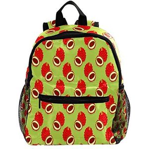 Lychee Fruit Patroon Groene Achtergrond Leuke Mode Mini Rugzak Pack Bag, Meerkleurig, 25.4x10x30 CM/10x4x12 in, Rugzak Rugzakken