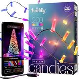 Twinkly Candies - Kerstverlichting String met 200 RGB LED's - App-Controlled & USB-C-Powered - Binnen Kerst Decoratie, 12m, Kaars, Groene Draad