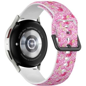 Sportieve zachte band compatibel met Samsung Galaxy Watch 6 / Classic, Galaxy Watch 5 / PRO, Galaxy Watch 4 Classic (roze flamingo pions hand) siliconen armband accessoire