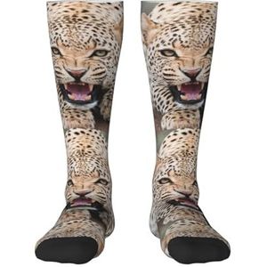 YsoLda Kousen Compressie Sokken Unisex Knie Hoge Sokken Sport Sokken 55CM Voor Reizen, Cheetah, zoals afgebeeld, 22 Plus Tall
