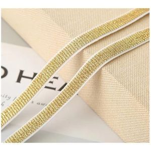 HUIJIQX 5 meter goud zilver glitter elastische banden 10/20/30 mm breedte tailleband elastische band doe-het-zelf naaien kant trim kledingstuk accessoires (goud-witte rand, 5 METER_20 mm)
