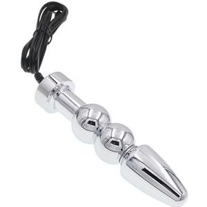 Gerrit BDSM Electro Shock RVS Anale Plug Butt Plug Accessoires - Bipolaire inbrengelektrode (sonde) met draad - Fysiotherapie Prostaat Massager for de meeste hosts Installatie (Color : Silver Silber