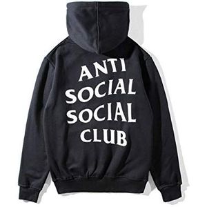 Unisex mannen vrouwen hip pop trui met capuchon sweatshirt sport mantel jas meisjes anti social club hoodie, zwart, XL