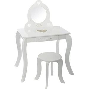 Make-uptafel, wit, 70,5 x 91 x 50,5 cm, met kruk