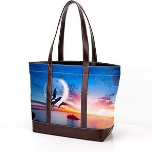 Laptop Tote tas Draagtas Casual Canvas Business Werk Tote tas Aktetas voor Computer School Kantoor,Herten Gewei Tegen Rustieke Houten Achtergrond