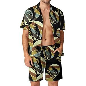 Kreeft Krab Garnalen Hawaiiaanse Sets voor Mannen Button Down Korte Mouw Trainingspak Strand Outfits XS