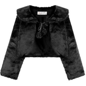 Bolerose Meisjes Knus Imitatiebont Voor kinderen Kinderen Bolero Shrug Jasje Omslag Jas (Zwart, 3-4 Jaren)