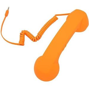 Mobiele Telefoonhoorn, Retro Mobiele Telefoonontvanger met Antwoordapparaat, 3,5 Mm Stekker, Krulsnoer voor Smartphone (Oranje)