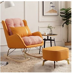 WIGSELBL Gestoffeerde schommelstoel zweefstoel schommelstoel moderne accent rocker met massief houten basis en stof gewatteerde stoel, kinderkamer schommelstoel voor woonkamer, slaapkamer (kleur: