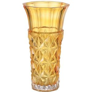 Decoratieve Bloemenvaas Kristallen Vaas Glazen Vaas Voor Bloem Zware Vaas Voor Woonkamer Slaapkamer Kantoor Tafeldecoratie Bruiloft(Amber)