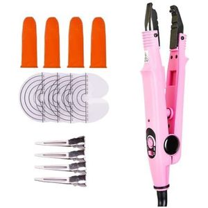 Variabele Constante Warmte Haarverlengingsijzer Keratine Bonding Tools Professionele Fusion Heat Connector Machine Haarverlengingsset Efficiënte Tijdbesparing(Pink KIT)