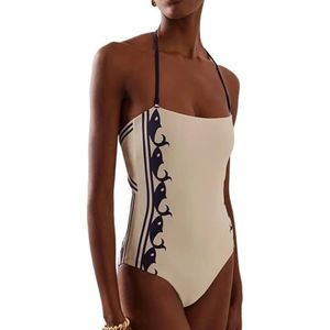 HFYRBDKSPI Womens One Piece Badpak Verstelbare Spaghetti Bandjes Print Badpak met Strand Cover Up Set,White 3,L