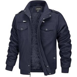 MAGCOMSEN Winterjas heren jas warm fleecejack mannen overgangsjas jas werkjas parka pilotenjack outdoor, donkerblauw, 3XL