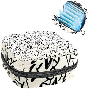 Handgeschreven Letters Maandverband Opbergtas, Grote Menstruatie Cup Pouch met Ritssluiting, Menstruatie Pads Bag Store Panty Liners Tampons voor Meisjes Vrouwen