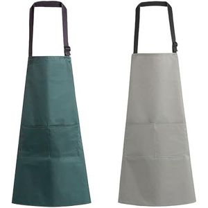 Watwass 2 Packs PVC Schort Kapper Gemakkelijk schoon te maken Slabbetje Schort Unisex Waterdicht Keuken Barbecue