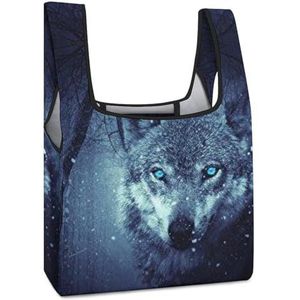 Arctic Snow Wolf Herbruikbare boodschappentassen Opvouwbare boodschappentassen Grote opvouwbare draagtas met lange handgrepen