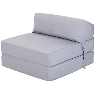 Ready Steady Bed Comfortabele Z-Fold Opvouwbare Stoel | Lichtgewicht Sofa Futon Bed | Zachte, waterbestendige hoes | Ergonomisch ontworpen Zbed matras (Zilver)