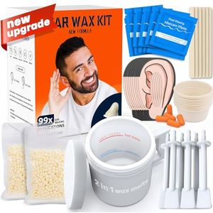 Wokaar 99 Count Oor/Neus Haar Waxing Kit - 100 g Wax, 20 Houten Stokken, 10 Neus Applicators - 2-in-1 Neus- en Oor Ontharing voor Mannen & Vrouwen, 15 Balsemdoekjes enz.