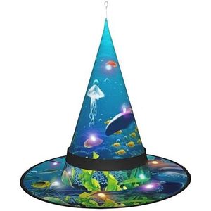 LLaviD Onderwater vis heksenhoed voor Halloween decoratie opknoping tovenaar hoed voor outdoor tuin party carnaval