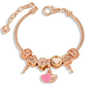 Roze Daisy Flower Charms Roestvrij Staal Vrouwen Armbanden Armbanden Korea Sieraden Metalen Ballen Ketting Liefde Hart Armband
