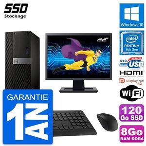 Dell PC Tower 5050 display, 22 inch, Intel G4400 RAM, 8 GB SSD, 120 GB, HDMI, Windows 10, wifi (gereviseerd)