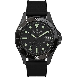 Timex Navi XL herenhorloge, Zwart/Zwart/Gunmetal, Eén maat, 41 mm Navi XL automatisch synthetisch rubberen band horloge