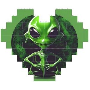 Green Alien legpuzzel - hartvormige bouwstenen puzzel-leuk en stressverlichtend puzzelspel