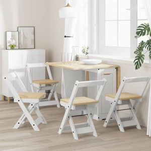 Iiaky 4013436 Eetkamerstoelen Opvouwbare 4 stks Corona Wit Massief Hout Grenen Eetkamerstoel voor Mid Century Moderne Eetkamer Woonkamer Slaapkamer Keuken & Lounge