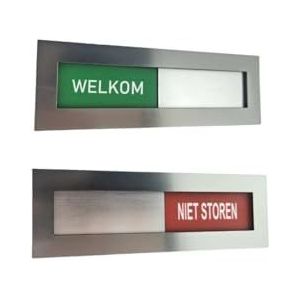 CombiCraft Welkom-Niet Storen schuifbordje met tape 75 x 25 mm, dubbelzijdig tape, niet storen bord voor gedeelde ruimtes, wachtkamers, werkplekken en vergaderruimtes