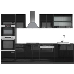 Vicco Kitchenette R-Line Solid antraciet zwart 300 cm moderne keukenkasten keukenmeubel