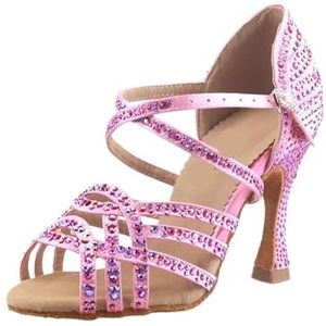 UBOHUZ Latijnse Dansschoenen Zachte Zolen Salsa Ballroom Dames Mesh Hoge Hakken Voor Praktijk, roze, 41 EU