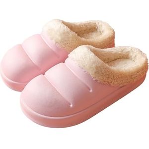 OLACD Thermische mode waterdichte pantoffels: warme zachte unisex ademende slip-on dikke antislip slippers, roze, one size