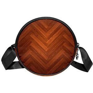 bruine diagonale houten vloer patroon Crossbody tas tas portemonnee voor vrouwen, Meerkleurig, 6.7x6.7x2.3 in, Sling Rugzakken