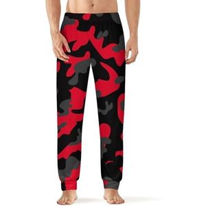 Rode Camouflage Heren Pyjama Broek Zachte Lounge Bottoms Met Pocket Slaap Broek Loungewear
