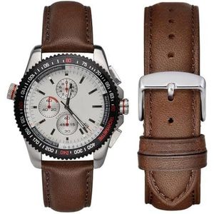 EDVENA Lederen horlogeband 14mm 16mm 18mm 19mm 20mm 21mm 22mm 24mm vervangende horlogebanden die compatibel zijn met vrouwen Herenhorloge (Color : Black-Dark Brown-B, Size : 22mm)