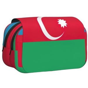 JEJEA Vlag van Azerbeidzjan Print Pen Etui Potlood Case Houder voor Potloden Make-up Multifunctionele Organizer Box voor Adluts, Zwart, Eén maat, Toilettas