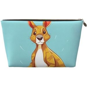 VTCTOASY Make-uptas voor vrouwen grappige cartoon kangoeroe dierentuin reizen cosmetische tas grote capaciteit draagbare make-up organizer tassen PU lederen waterdichte toilettas leuke esthetische