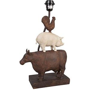 Clayre & Eef 6LMP220 tafellamp staande lamp lampvoet bruin koe varken kraan zonder lamp ca. 28 x 12 x 46 cm E27 max. 60 W.