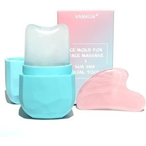 VANALIA IJsroller voor gezicht en ogen, Gua Sha gezichtsmassage, huidverzorgingsset gezichtsschoonheid, ijsroller, siliconen ijsvorm voor gezichtsschoonheid (blauw)