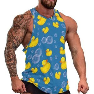 Rubber Duck An Soap Bubble Heren Tank Top Grafische Mouwloze Bodybuilding Tees Casual Strand T-Shirt Grappige Gym Spier
