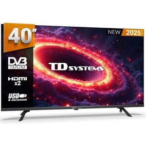 TD Systems – 40-inch Full HD-televisie zonder Smart TV, TDT 2025, televisies met 2 jaar garantie, 2x HDMI, USB-speler en -recorder – PRIME40K21F
