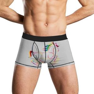 Regenboog Rocking Horse Heren Ondergoed Ademend Boxer Slips Zachte Stretch Boxers Trunks