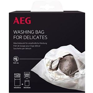 AEG A4WZWB31 Waszak voor delicate stoffen/fabrikant 9029794790/pak van 2 met de volgende afmetingen: 40 x 60 cm en 30 x 40 cm/wasmachineaccessoire/netzak voor wasgoed met ritssluiting